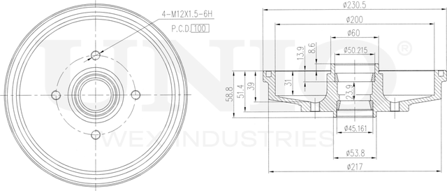 Барабан тормозной (Unio). Артикул BRD-10045
