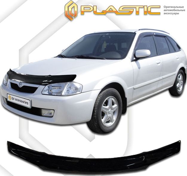 Дефлектор СА Пластик для капота (Classic черный) Mazda Familia универсал 1997-2001. Артикул 2010010101268