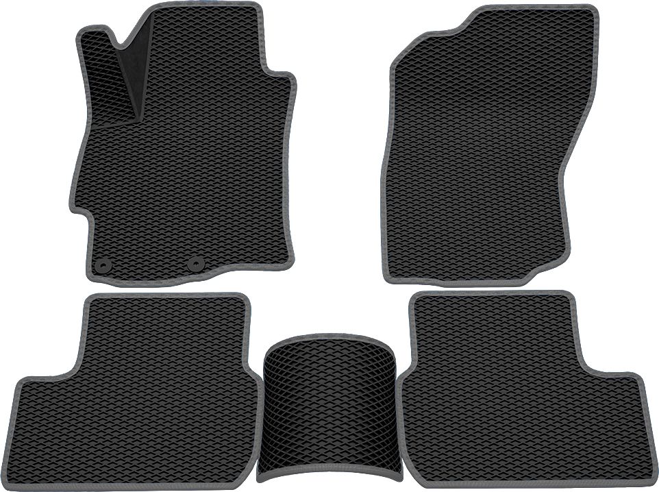 Коврики Rezkon 3D EVA Ромб резиновые для салона Mitsubishi Lancer X 2007-2015 Серый кант. Артикул 9224010202