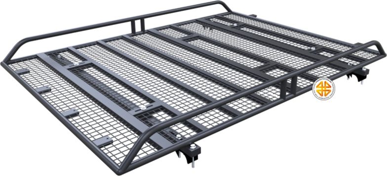 Багажник экспедиционный Podgotoffka 1600х1200х120 мм с боковыми бортами, сеткой, крепление на рейлинги для Renault Duster I рестайлинг 2015-2020. Артикул PGT-B.116.05