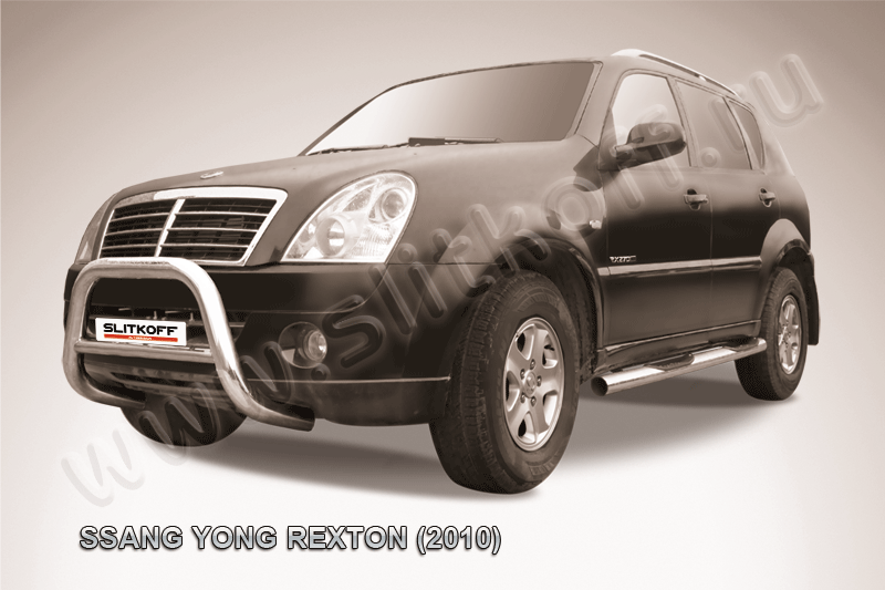 Кенгурятник Slitkoff d76 низкий для SsangYong Rexton II 2010-2012. Артикул SSR002