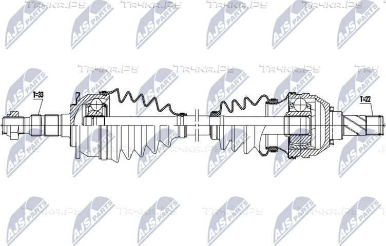 Полуось (привод в сборе, приводной вал) NTY. Артикул NPW-PL-121