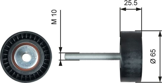 Направляющий (ведущий) ролик приводного поликлинового ремня Gates (полимерный материал). Артикул T36772