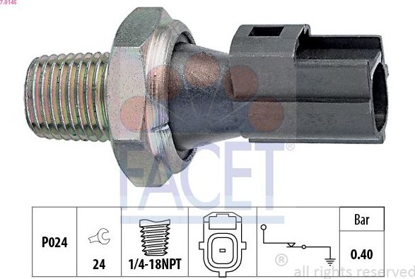 Датчик давления масла Facet Made in Italy - OE Equivalent. Артикул 7.0145