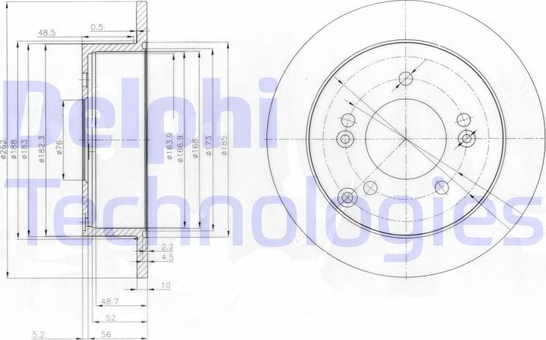 Тормозной диск Delphi задний для Hyundai Sonata V (NF) 2005-2006. Артикул BG3799