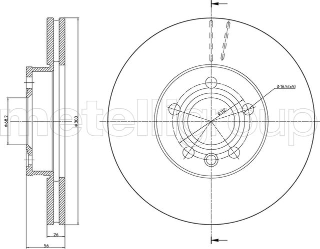 Тормозной диск Metelli передний для Ford Galaxy I 2001-2006. Артикул 23-0736C