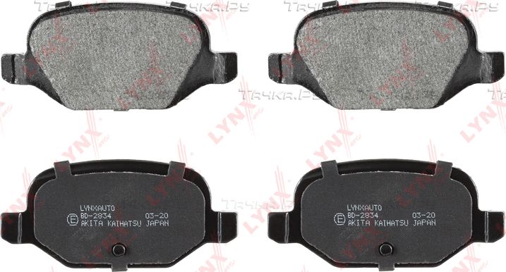 Тормозные колодки LYNXauto задние для Fiat 500 II 2007-2026. Артикул BD-2834