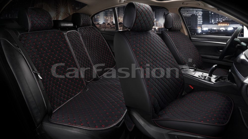 Накидки универсальные CarFashion Derby для авто, цвет Черный/Черный/Красный. Артикул 22659