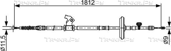 Трос ручника (тросик ручного тормоза) Bosch. Артикул 1 987 482 536