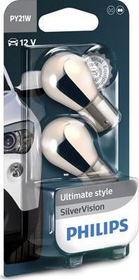 PY21W 12V-21W (BAU15s) (серебристый дизайн) Silver Vision блистер (2шт.) Philips SilverVision. Артикул 12496SVB2