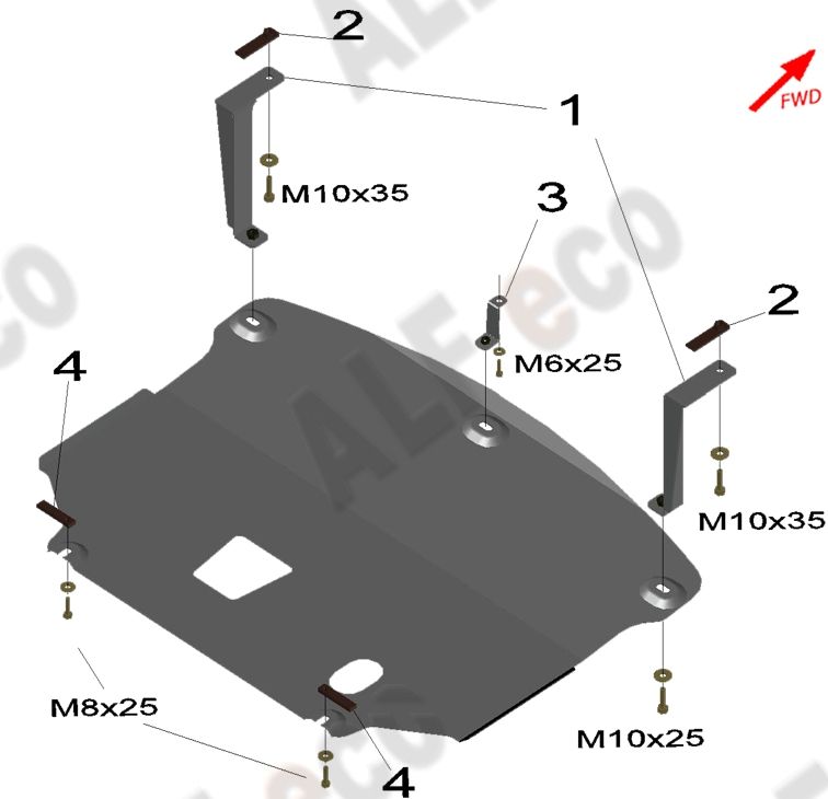 Защита алюминиевая Alfeco для картера и КПП Hyundai Palisade 2020-2026. Артикул ALF.10.59al