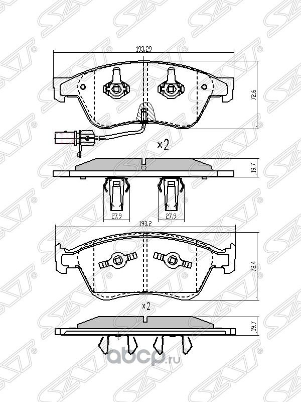 Колодки тормозные FR VAG A6 05-11 (SAT). Артикул ST4E0698151K
