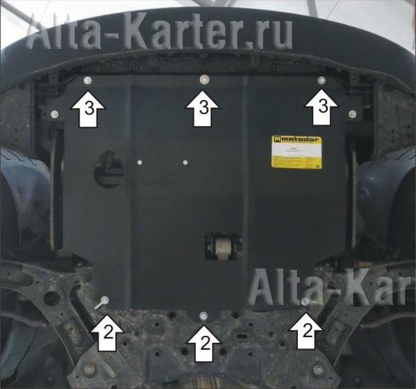 Защита Мотодор для картера, КПП Kia Soul II хэтчбек 2013-2019. Артикул 01033