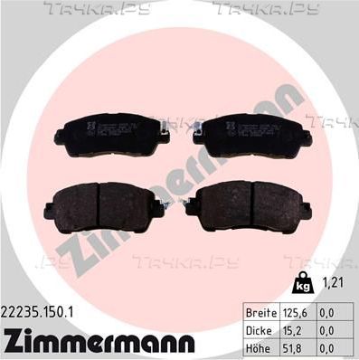 Тормозные колодки Zimmermann передние для Mazda 2 III (DJ) 2014-2026. Артикул 22235.150.1