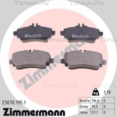 Тормозные колодки Zimmermann. Артикул 23070.195.1
