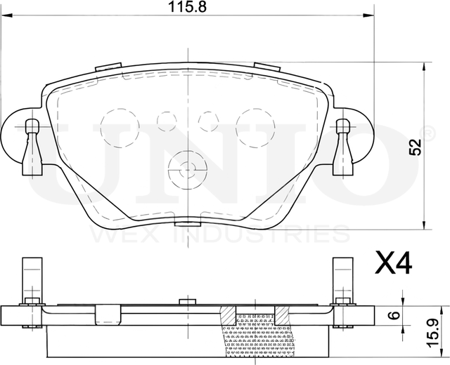 Колодки тормозные дисковые, комплект (Unio). Артикул BRP-20416