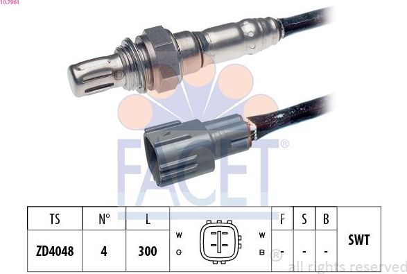Лямбда-зонд (кислородный датчик) Facet Made in Italy - OE Equivalent. Артикул 10.7961