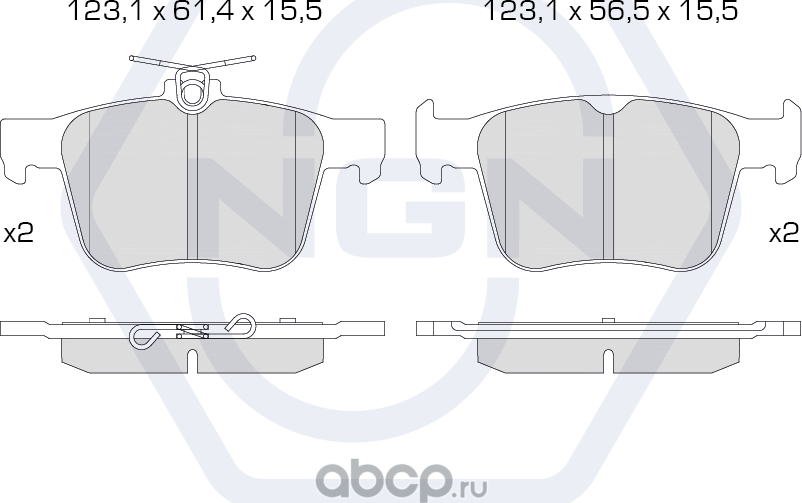 Колодки тормозные керамические, задние (NGN). Артикул 3502025