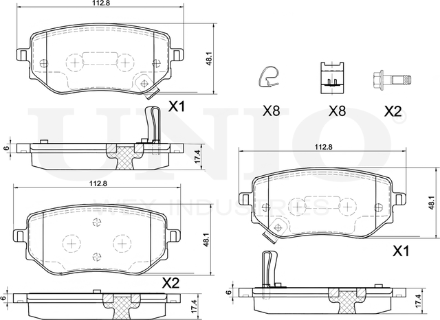 Колодки тормозные дисковые, комплект (Unio). Артикул BRP-20086