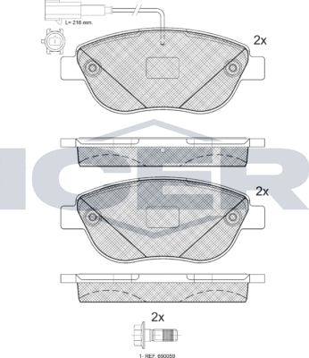 Тормозные колодки Icer передние для Opel Combo D 2012-2017. Артикул 181440-203