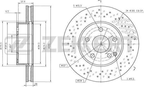 Тормозной диск Zekkert. Артикул BS-5625B