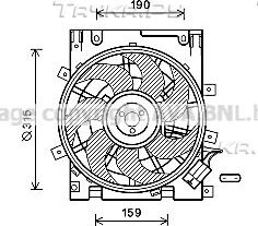 Вентилятор радиатора двигателя AVA для Opel Zafira B 2005-2015. Артикул OL7604