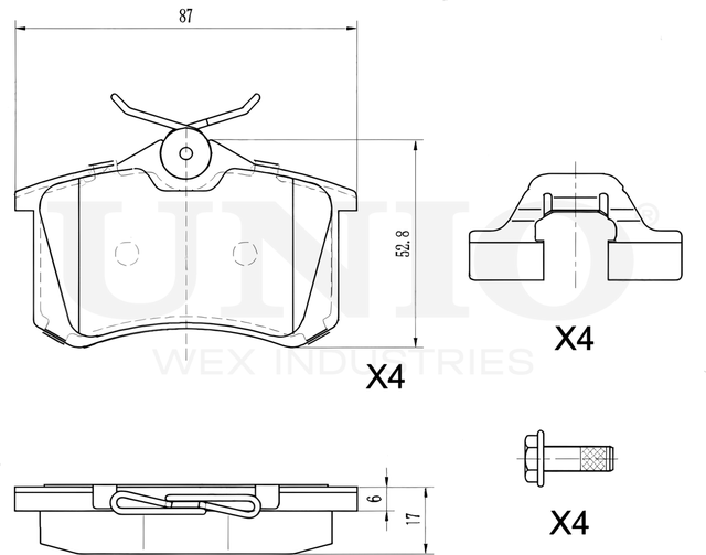 Колодки тормозные дисковые, комплект (Unio). Артикул BRP-20023