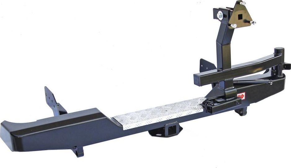 Бампер силовой РИФ задний с квадратом под фаркоп и калиткой для Mitsubishi L200 2005-2015 (кузов 1350 мм). Артикул RIFTRT-20120