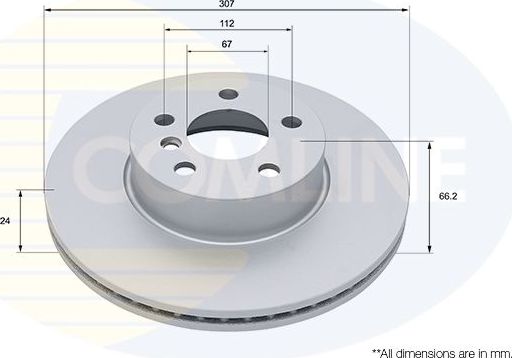 Тормозной диск Comline COATED для BMW 3 VII (G2x) 2018-2026. Артикул ADC5055V