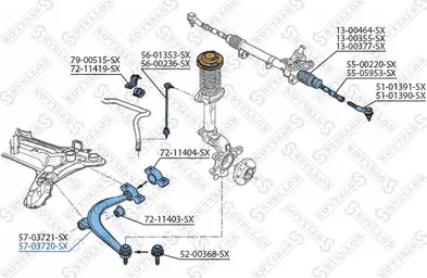 Поперечный рычаг Stellox (Стольное литье) правый нижний для Peugeot 406 I 1995-2004. Артикул 57-03720-SX