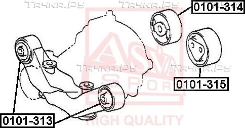 Сайлентблок переднего рычага подвески Asva правый/левый для Lexus RX I 1998-2003. Артикул 0101-314