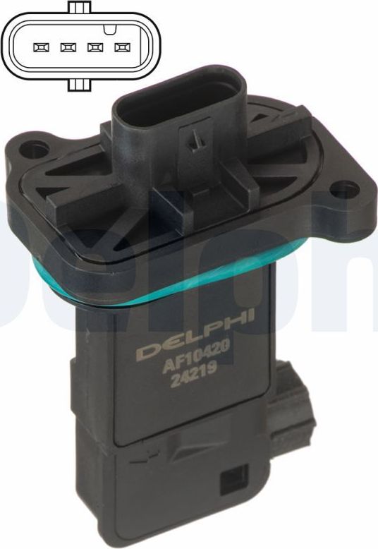 Датчик массового расхода воздуха (ДМРВ) Delphi для BMW X4 I (F26) 2014-2018. Артикул AF10420-12B1
