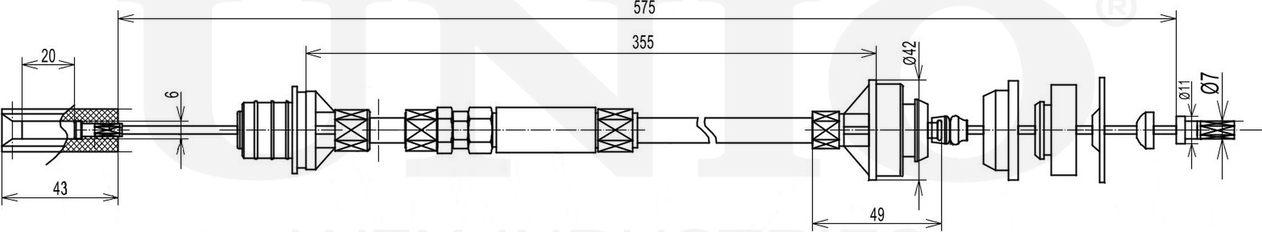 Трос сцепления (Unio). Артикул CAB-20006