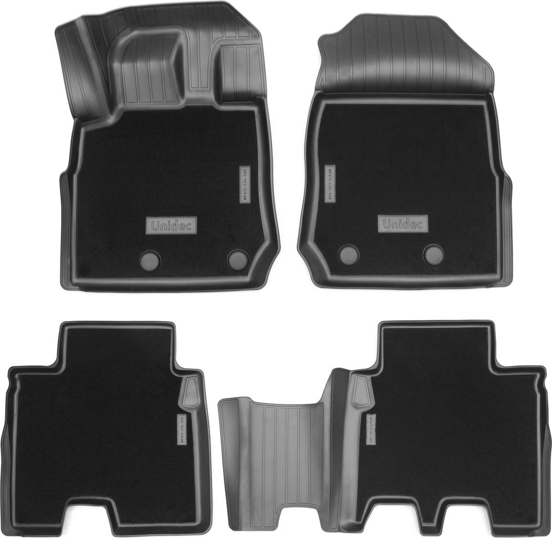 Коврики Норпласт комбинированные для салона Isuzu MU-X II (1 и 2 ряд) 2020-2026. Артикул NPA11-C34-560-CM