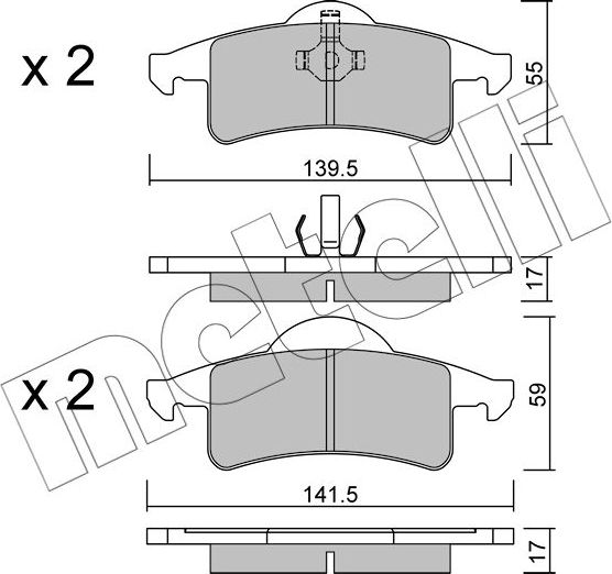 Тормозные колодки Metelli задние для Jeep Grand Cherokee II (WJ) 1999-2005. Артикул 22-0526-0