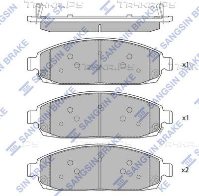 Тормозные колодки Sangsin Hi-Q передние для Jeep Commander XK, XH 2005-2010. Артикул SP1676