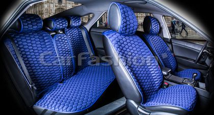 Накидки универсальные CarFashion Carbon Plus для авто, цвет Синий/Синий/Синий. Артикул 22065