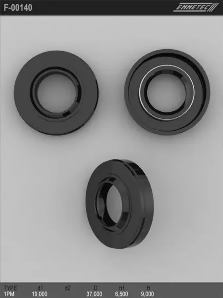 F-00140_Сальник 19.00/37.00x6.50/9.00 тип 1PM (Emmetec). Артикул F00140