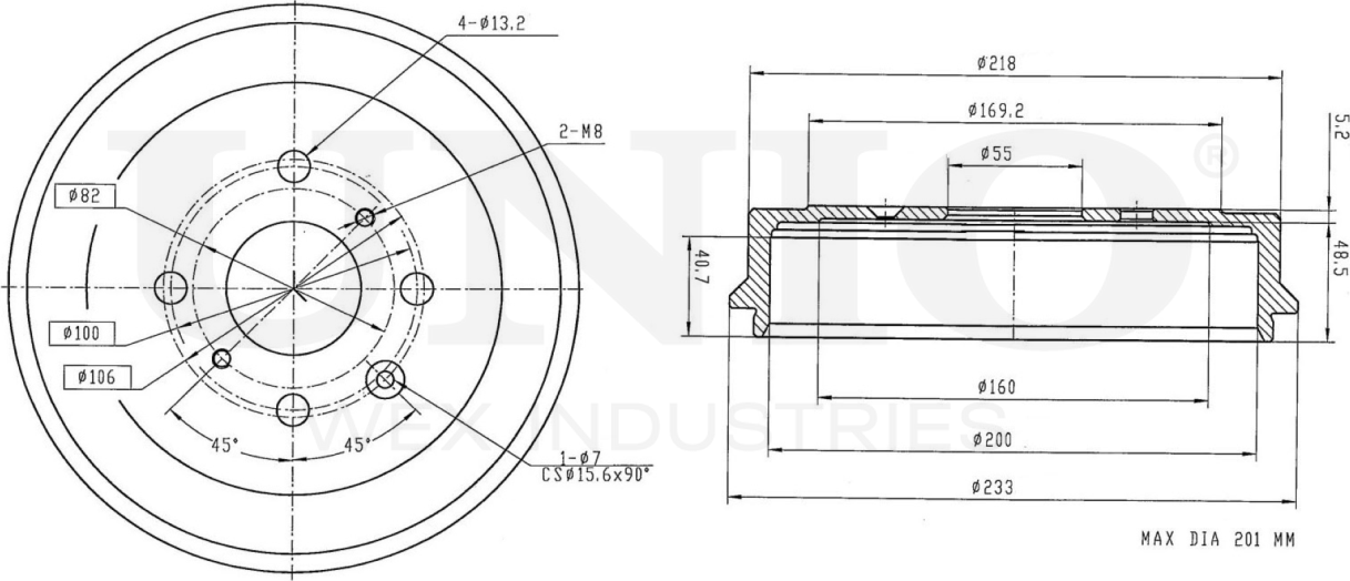 Барабан тормозной (Unio). Артикул BRD-10069