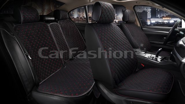 Накидки универсальные CarFashion Derby для авто, цвет Черный/Черный/Красный. Артикул 22659