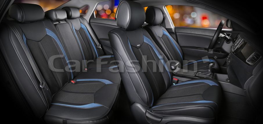 Накидки универсальные CarFashion Urban Plus Premium для авто, цвет Черный/Черный/Синий. Артикул 22554