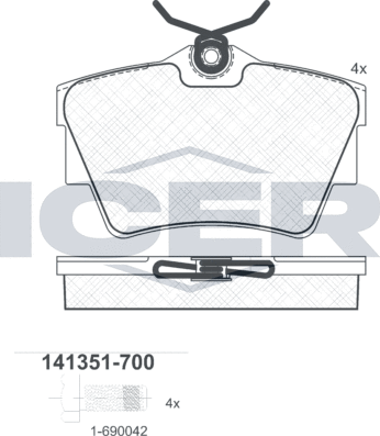 Тормозные колодки Icer. Артикул 141351-700