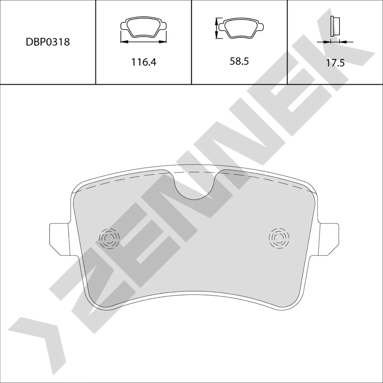 Колодки тормозные задние AUDI A4 B8, A5, Q5 08-17 (Zennek). Артикул DBP0318