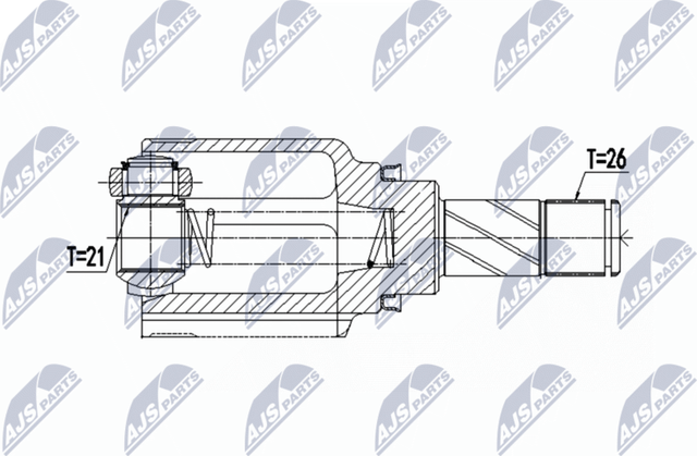 Шрус внутренний (граната) NTY передний левый для Renault Sandero II 2013-2021. Артикул NPW-RE-064