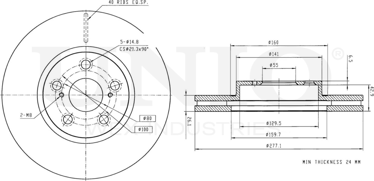 Диск тормозной (Unio). Артикул BRD-20290