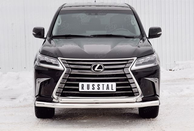 Защита RusStal переднего бампера d76 секция-d63 дуга для Lexus LX450d III 2-й рестайлинг 2015-2026 (кроме F-Sport). Артикул LLX4Z-002517