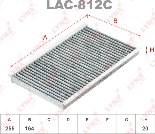 Салонный фильтр LYNXauto. Артикул LAC-812C