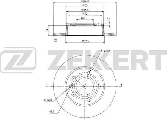 Тормозной диск Zekkert задний для Brilliance M2 (BS4) I 2007-2014. Артикул BS-6329