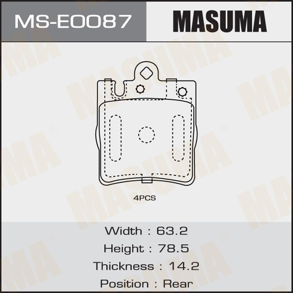 Тормозные колодки Masuma. Артикул MS-E0087