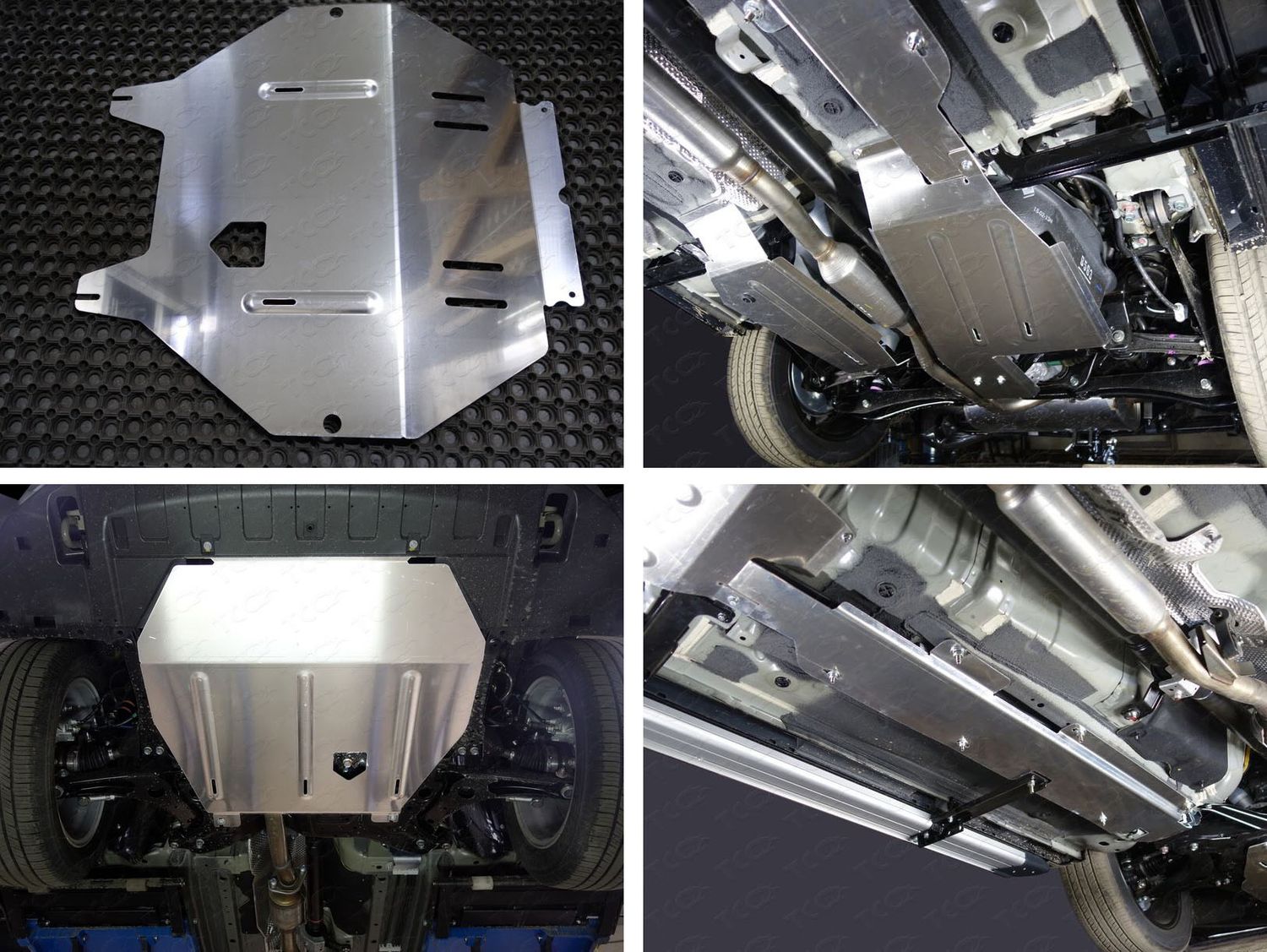 Защита алюминиевая ТСС (4 мм) для картера, КПП, топливопровода, бака (2 шт) Mitsubishi Outlander 2WD 2012-2015, 2015-2022. Артикул ZKTCC00264K